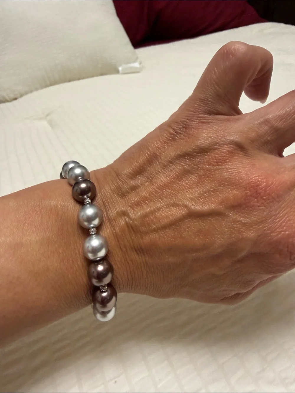 Classic Two-Tone Pearl Bracelet - Silver & Gunmetal